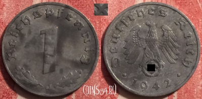 Германия (Третий рейх) 1 рейхспфенниг 1942 года J, KM# 97,