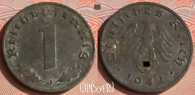 Германия (Третий рейх) 1 рейхспфенниг 1942 J, 312o-107