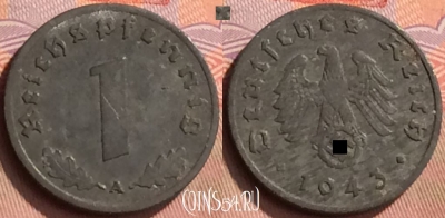 Германия (Третий рейх) 1 рейхспфенниг 1943 г. A, 425-127