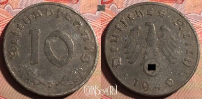 Германия (Третий рейх) 10 рейхспфеннигов 1940 D, 222a-044