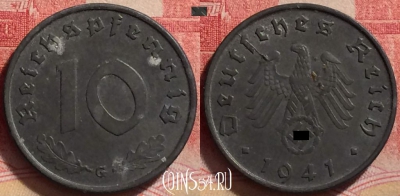Германия (Третий рейх) 10 рейхспфеннигов 1941 G, 244j-181
