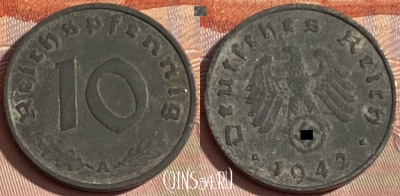 Германия (Третий рейх) 10 рейхспфеннигов 1942 A, 382p-055