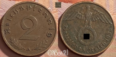 Германия (Третий рейх) 2 рейхспфеннига 1938 A, 216p-077