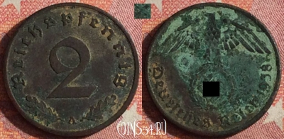 Германия (Третий рейх) 2 рейхспфеннига 1938 A, 361-116