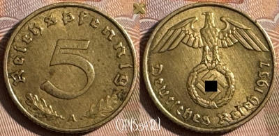 Германия (Третий рейх) 5 рейхспфеннигов 1937 A, 253s-085