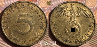 Германия (Третий рейх) 5 рейхспфеннигов 1937 A, 373s-115