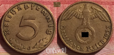 Германия (Третий рейх) 5 рейхспфеннигов 1937 J, 221j-093