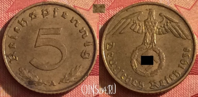 Германия (Третий рейх) 5 рейхспфеннигов 1938 A, 240i-054