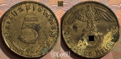 Германия (Третий рейх) 5 рейхспфеннигов 1938 A, 386s-013