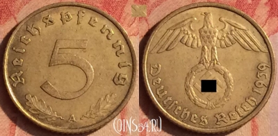 Германия (Третий рейх) 5 рейхспфеннигов 1939 A, 438-053