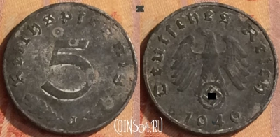 Германия (Третий рейх) 5 рейхспфеннигов 1940 J, 177o-014