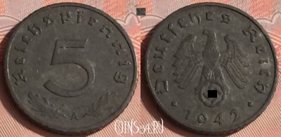 Германия (Третий рейх) 5 рейхспфеннигов 1942 A, 312o-091