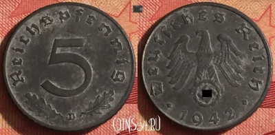 Германия (Третий рейх) 5 рейхспфеннигов 1942 D, 241i-031