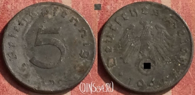 Германия (Третий рейх) 5 рейхспфеннигов 1944 D, 426-094 ♛