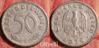 Германия (Третий рейх) 50 рейхспфеннигов 1935 G, 345o-083