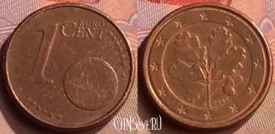 Германия 1 евроцент 2002 года A, KM# 207, 418-034