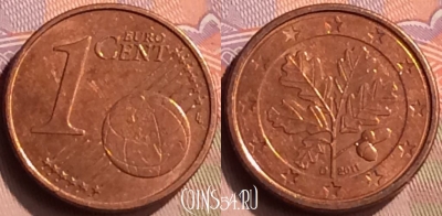 Германия 1 евроцент 2011 года D, KM# 207, 416-039