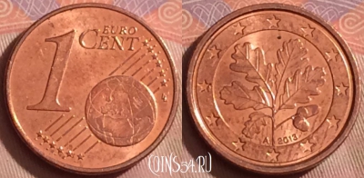 Германия 1 евроцент 2013 года A, KM# 207, 255k-112