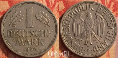 Германия 1 марка 1950 года F, KM# 110, 156o-108