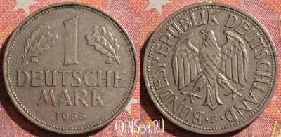 Германия 1 марка 1956 года F, KM# 110, 344-094