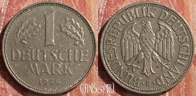 Германия 1 марка 1956 года F, KM# 110, 452o-012