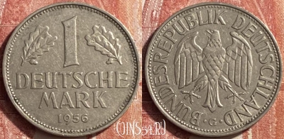 Германия 1 марка 1956 года G, KM# 110, 452o-007