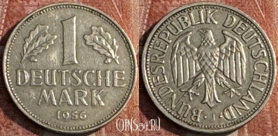 Германия 1 марка 1956 J, KM# 110, 109s-125