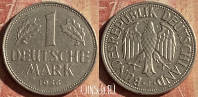 Германия 1 марка 1956 года J, KM# 110, 155p-079