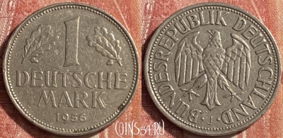 Германия 1 марка 1956 года J, KM# 110, 452o-144 ♛