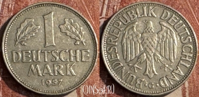 Германия 1 марка 1957 G, KM# 110, 115s-064