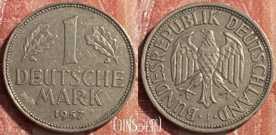 Германия 1 марка 1957 года J, KM# 110, 452o-018