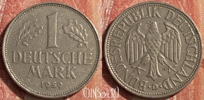 Германия 1 марка 1959 года D, KM# 110, 453o-016
