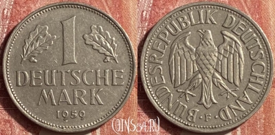 Германия 1 марка 1959 года F, KM# 110, 452o-099