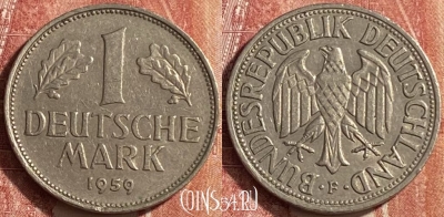 Германия 1 марка 1959 года F, KM# 110, 453o-009