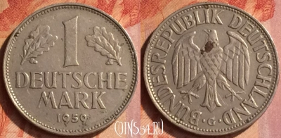 Германия 1 марка 1959 года G, KM# 110, 123o-042