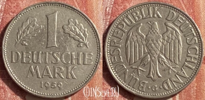 Германия 1 марка 1959 года G, KM# 110, 452o-126 ♛