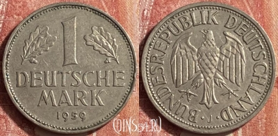Германия 1 марка 1959 года J, KM# 110, 452o-130