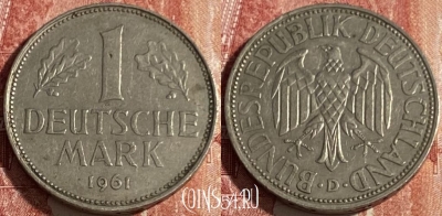 Германия 1 марка 1961 D, KM# 110, 407p-083 ♛