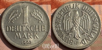 Германия 1 марка 1962 F, KM# 110, 158s-028 ♛