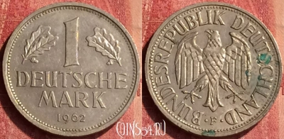 Германия 1 марка 1962 года F, KM# 110, 346o-062