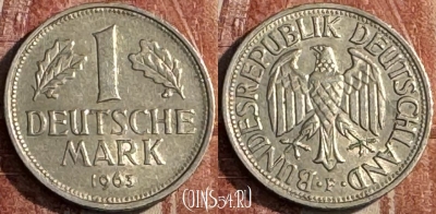 Германия 1 марка 1963 F, KM# 110, 116s-045