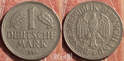 Германия 1 марка 1963 года G, KM# 110, 452o-008