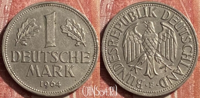 Германия 1 марка 1964 года F, KM# 110, 451o-138
