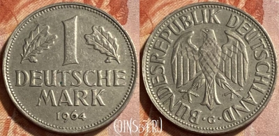 Германия 1 марка 1964 G, KM# 110, 493р-008