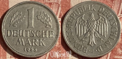 Германия 1 марка 1965 года J, KM# 110, 230p-008 ♛