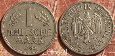 Германия 1 марка 1966 J, KM# 110, 330q-090