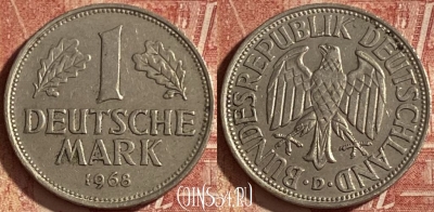 Германия 1 марка 1968 D, KM# 110, 087q-016 ♛