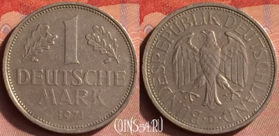 Германия 1 марка 1971 года D, KM# 110, 431o-002