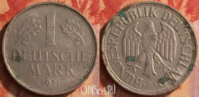Германия 1 марка 1971 года F, KM# 110, 154o-075