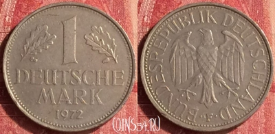 Германия 1 марка 1972 года F, KM# 110, 337o-125